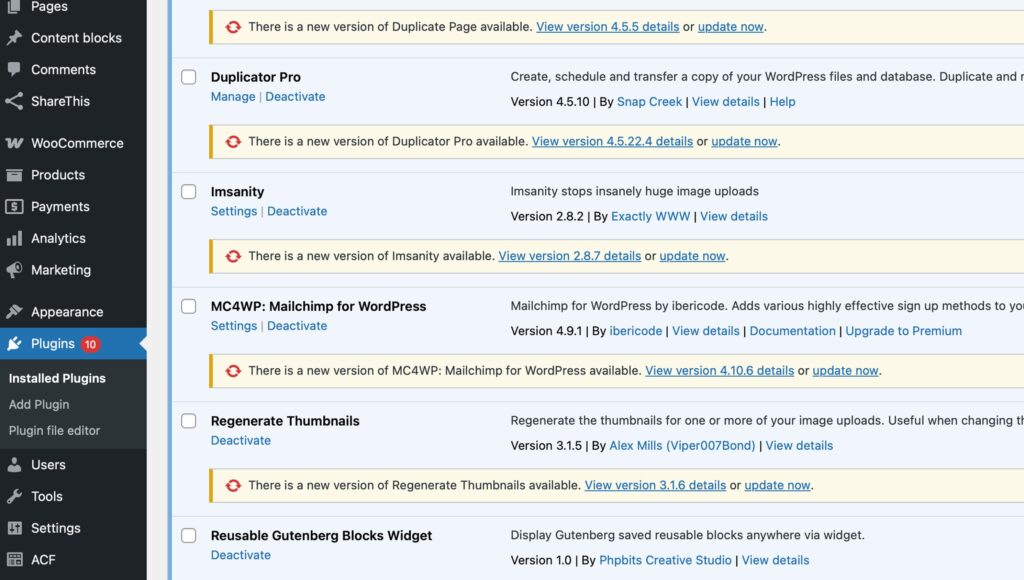 Updating Plugins