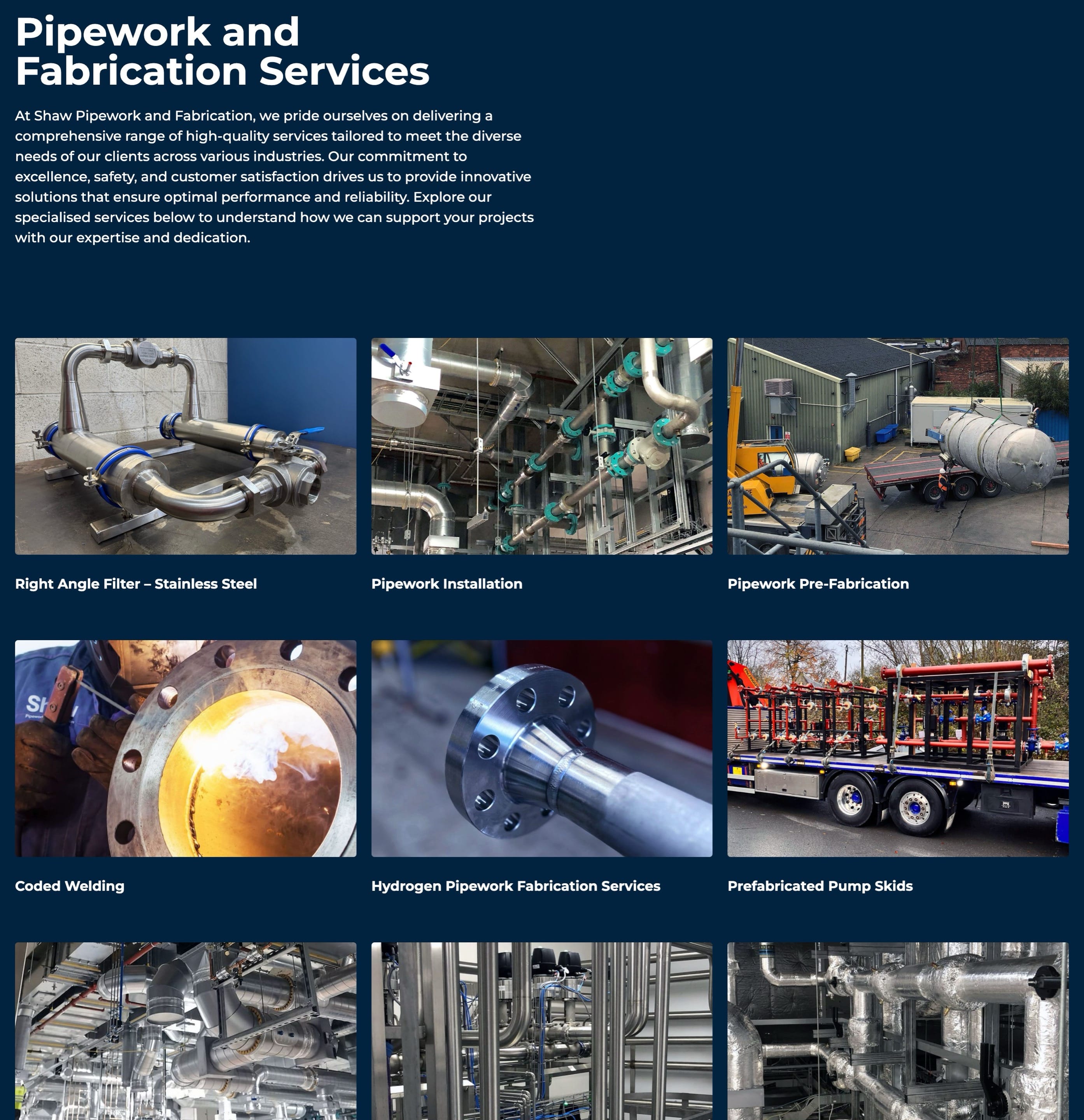 Shaw Pipework and Fabrication Web Design