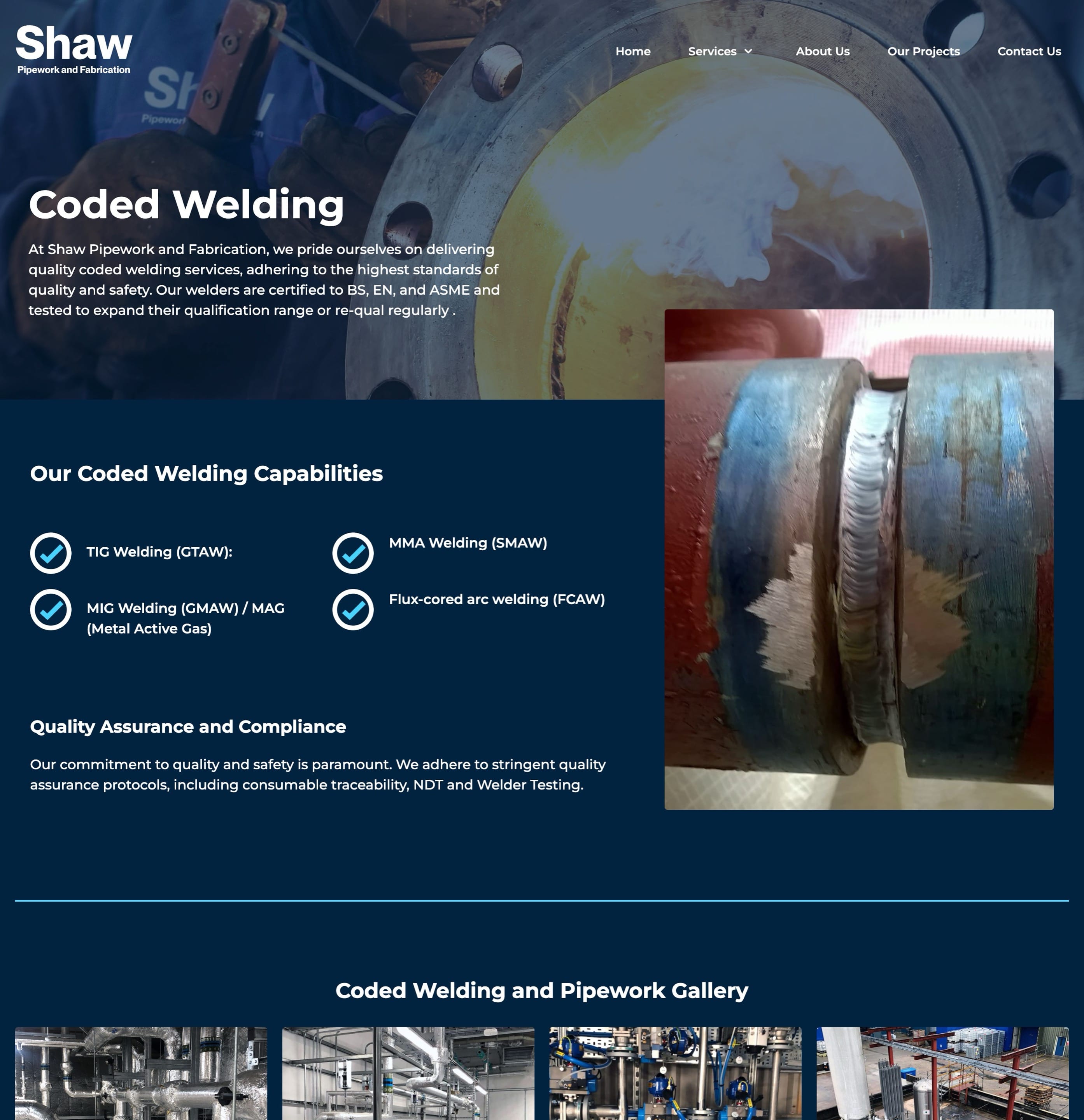 Shaw Pipework and Fabrication Web Design