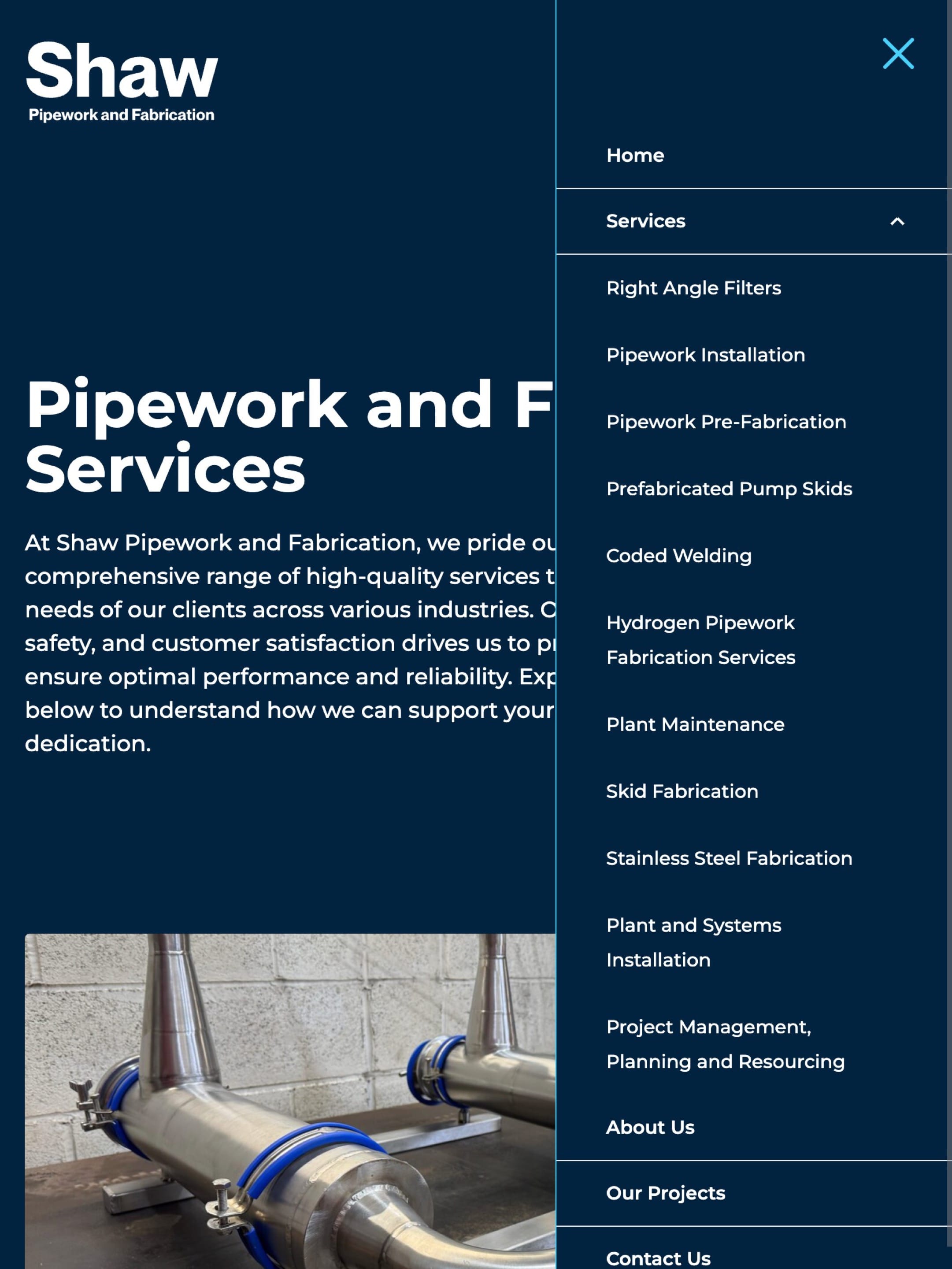 Shaw Pipework and Fabrication Web Design